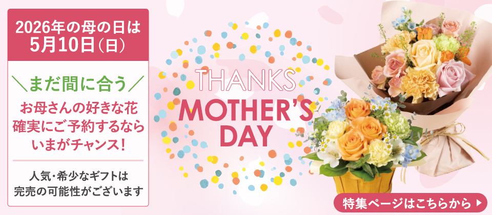 【2026年の母の日は5月10日（日）】まだ間に合う！お母さんの好きな花を確実にご予約するなら今がチャンス！